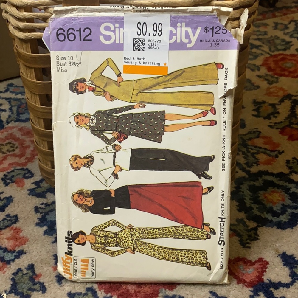 Size 10 Simplicity pattern 6612 top shirt pants skirt